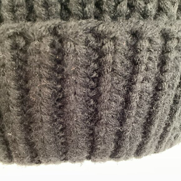 Steve Madden Beanie Ribbed Knit Wide Cuff Acrylic Black 9" One Size Snowboard - Picture 2 of 5